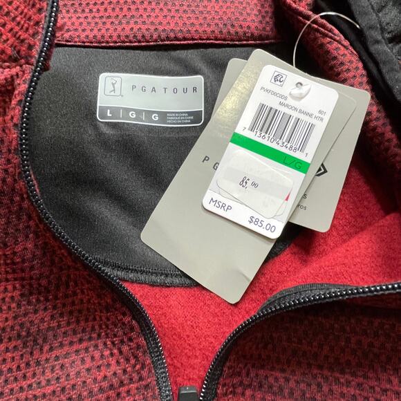 PGA TOUR Men's Two-Tone Quarter-Zip Golf Pullover red large - Picture 9 of 11